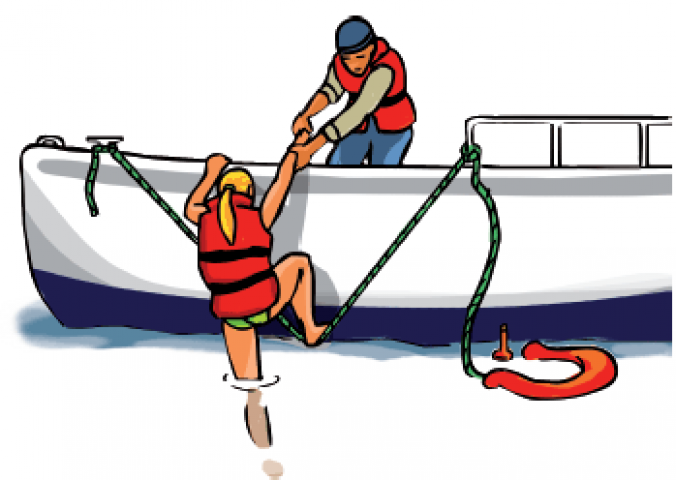 ilustración de ayuda de subida a la embarcación desde el agua